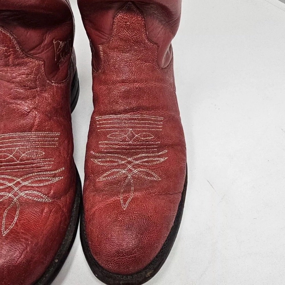 Tony Lama Red Leather Boots Western - Picture 7 of 9